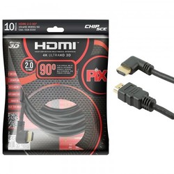 CABO HDMI 10 METROS 2.0 4K PIX 19P 90 GRAUS REF 018-3330 - SANTANA