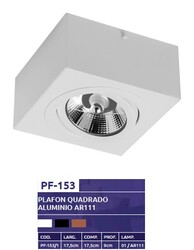 PLAFON SOBREPOR QUADRADO AR111 BRANCO PF153/1B - BELLY LUSTRE