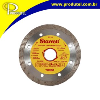 Disco de Corte Diamantado Turbo de 110 x 20mm   Starrett DDT-110