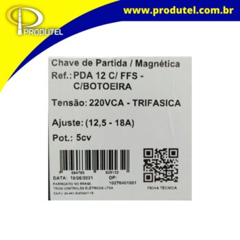 CHAVE PARTIDA 5CV 12,5-18A C/RELE FALTA DE FASE PDA12 - ALTRONIC