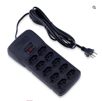 FILTRO LINHA 10 TOMADAS BIVOLT PRETO 7210 - FORCE LINE