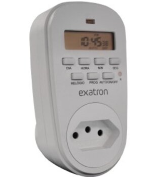 TIMER DIGITAL PLUG E TOMADA 10A 1 SEGUNDO 40 PROGRAMAÇÃO BIVOLT LETM4003 - EXATR