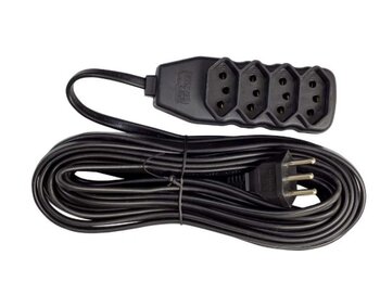 EXTENSAO 4 TOMADA 10A SLIM TRIPOLAR 10MTS PRETO 0180200423 - FORCE LINE