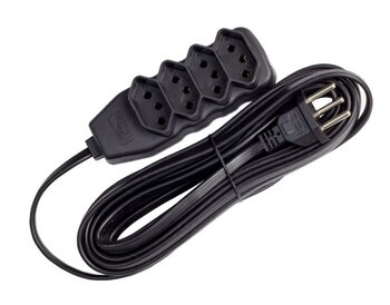 EXTENSAO 4 TOMADA 10A SLIM TRIPOLAR 5MTS PRETO 0180200422 - FORCE LINE