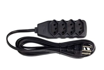 EXTENSAO 4 TOMADA 10A SLIM TRIPOLAR 3MTS PRETO 0180200421 - FORCE LINE
