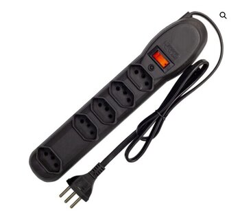 FILTRO LINHA 5 TOMADAS PRETO BIVOLT FLOWPACK 0060505001 - FORCE LINE