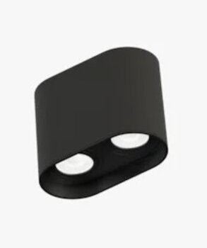 PLAFON TUBE DUPLO SOBREPOR DICROICA MR16 PRETO 1061402 - MOON