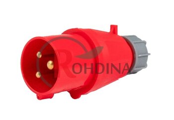 PLUG INDUSTRIAL 16A 2P+T 380V VERMELHO 9H IP44 7883079 - ROHDINA