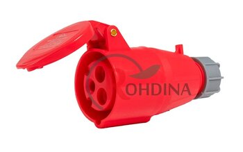 TOMADA INDUSTRIAL ACOPLAMENTO 16A 2P+T 380V VERMELHA 9H IP44 7883059 - ROHDINA