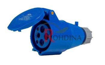 TOMADA INDUSTRIAL ACOPLAMENTO 16A 3P+T 220V AZUL 9H IP44 7884059 - ROHDINA