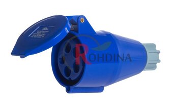 TOMADA INDUSTRIAL ACOPLAMENTO 16A 3P+T+N 220V AZUL 9H IP44 7885059 - ROHDINA