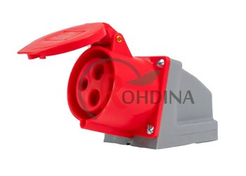 TOMADA INDUSTRIAL SOBREPOR 32A 2P+T 380V VERMELHA 9H IP44 7883209 - ROHDINA