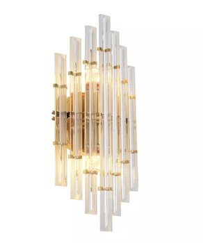 ARANDELA METAL CRISTAL 2XE14 DOURADA 55X22CM DCB00252 - SINDORA